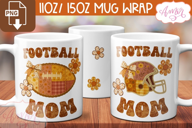 Football Mom mug wrap sublimation PNG, Fall Mug PNG