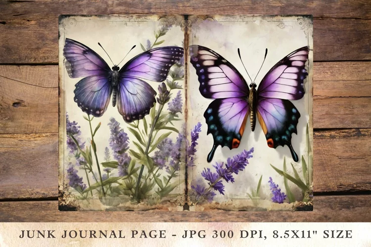 Printable Junk Journal Pages Lavender 12