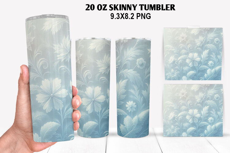 Flowers Skinny Tumbler 20oz Wrap Design, Spring Tumbler Wrap example image 1