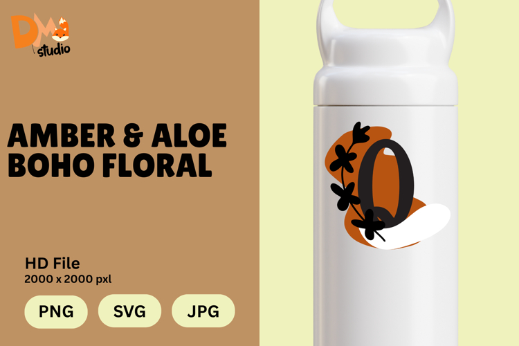 Amber   Aloe Boho Floral Monogram