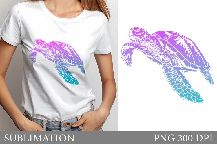 Sea Turtle T-Shirt Design. Turtle Sublimation example image 1