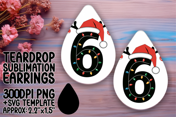 Dynamic Teardrop Earrings Template PNG , Christmas