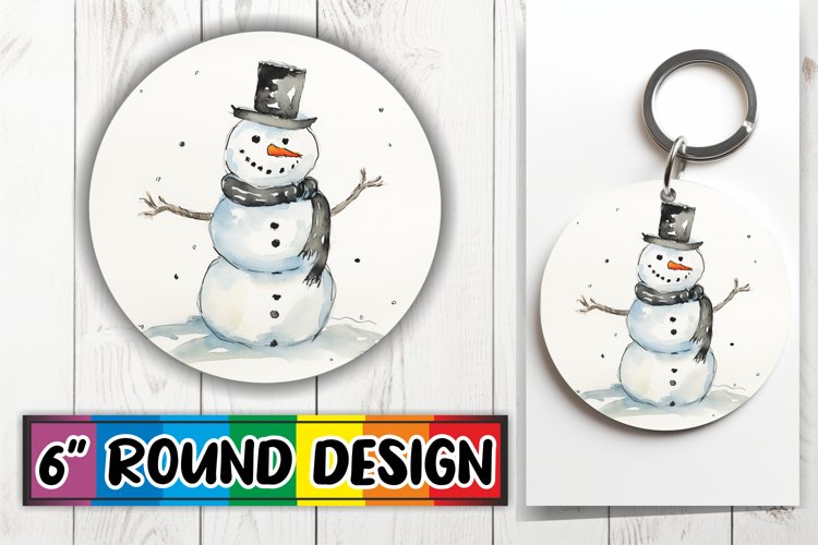 Enchanting Snowman Design for Circular Ornaments example image 1