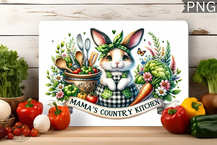 Mama's Country Kitchen - Cutting Board Sublimation Design