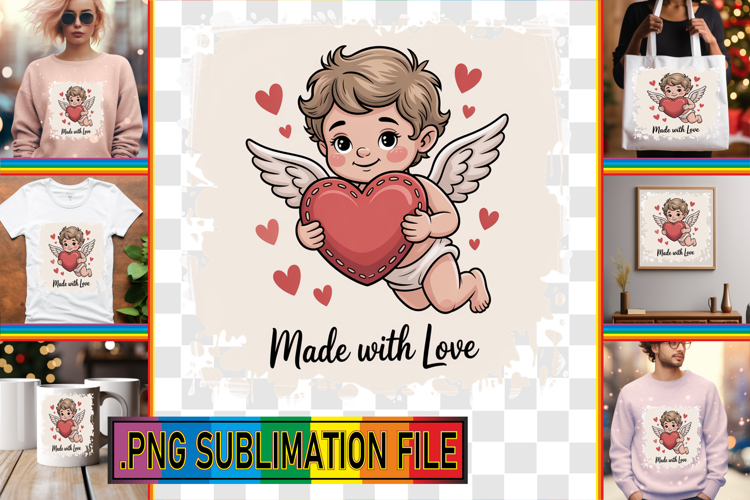 Cheerful Tote Bag Designs PNG, Cupid