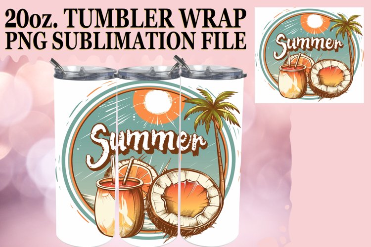 Retro Beach Design,Tumbler Wrap 20oz