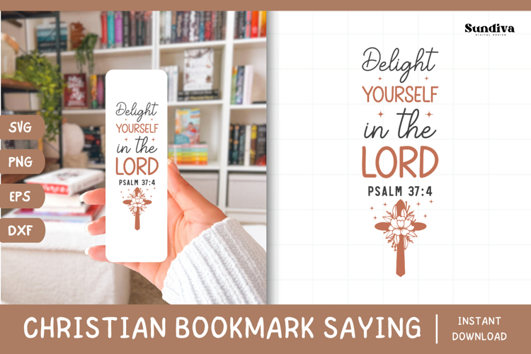 Christian Bookmark Saying SVG | Delight Yourself in the Lord