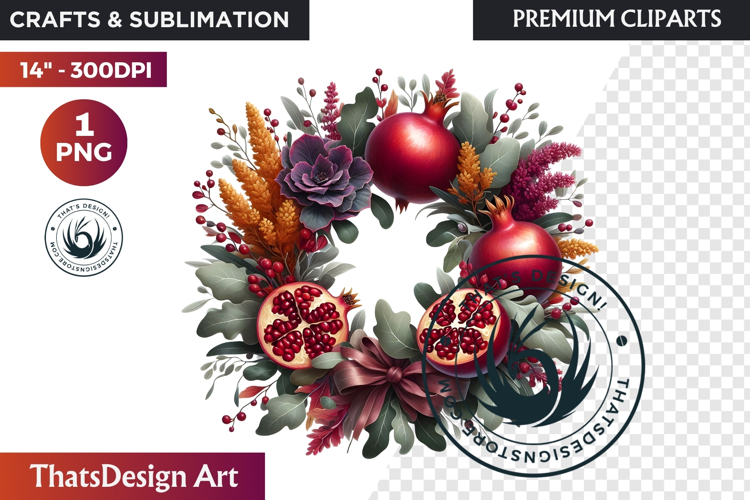 Autumn Harvest Wreath Clipart - Rustic Fall & Thanksgiving