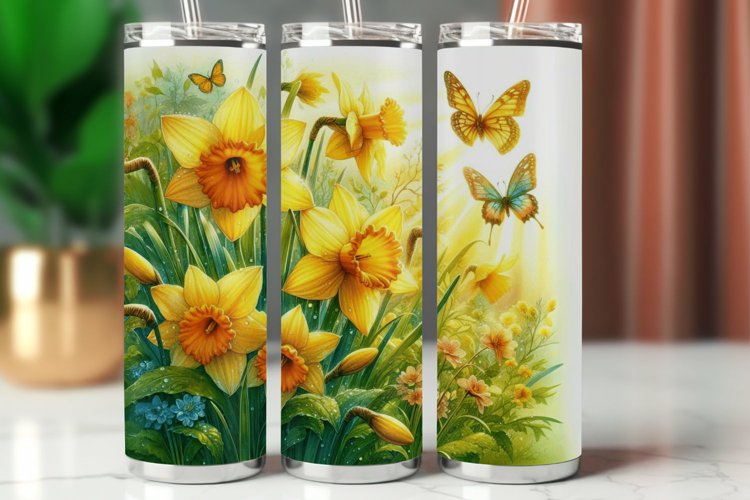 Spring Tumbler Wrap 20 oz - daffodils