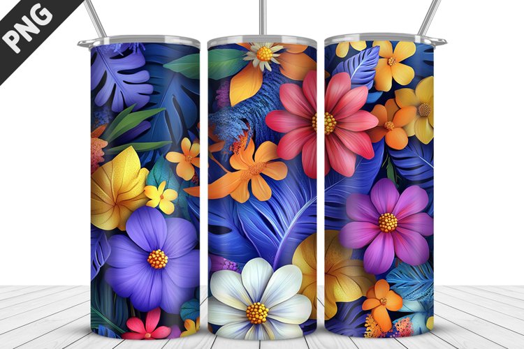 Flowers Tumbler Wrap | Sublimation Design | Tumble PNG