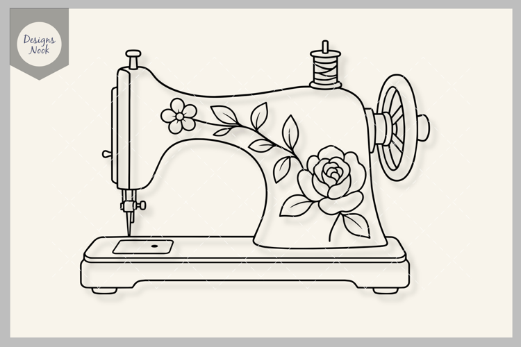 Floral Sewing Machine SVG, Vintage Sewing SVG, Rose Flower