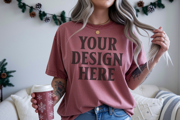 Brick Christmas Comfort Colors 1717 TShirt Mockup,cc1717 moc