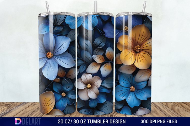 3D Painted Flower Tumbler Wrap example image 1