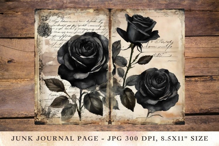 Printable Junk Journal Pages black rose 2