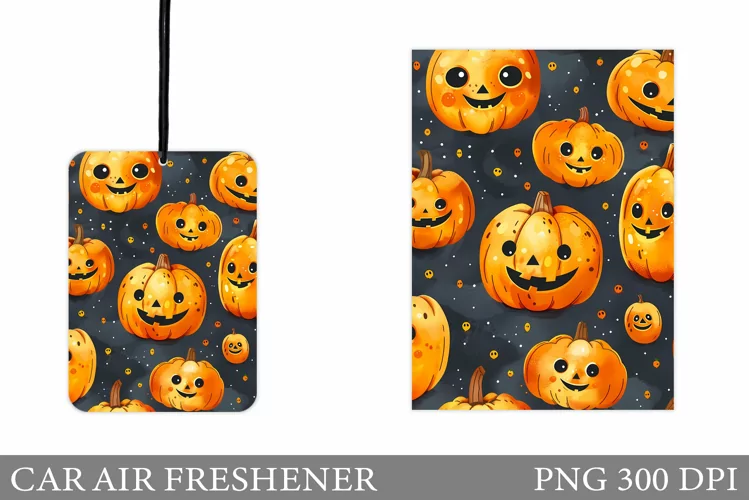 Cute Pumpkin Car Air Freshener. Halloween Sublimation