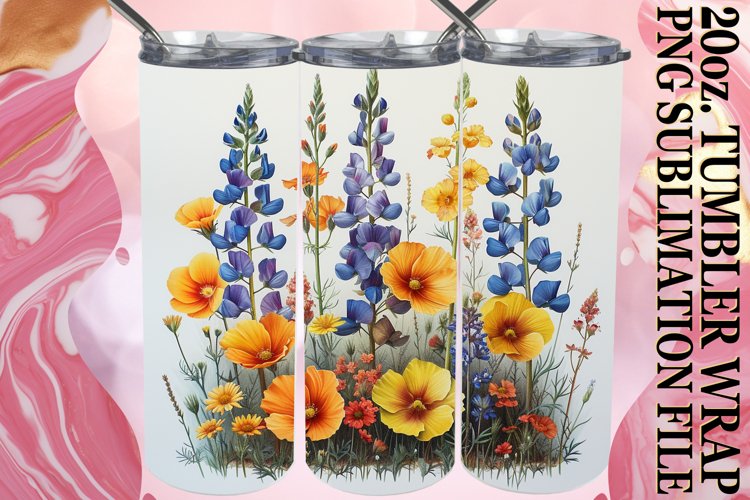 Elegant Meadow of Flowers Tumbler Design example image 1