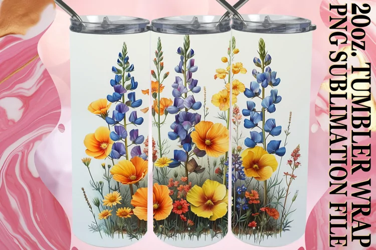 Elegant Meadow of Flowers Tumbler Design