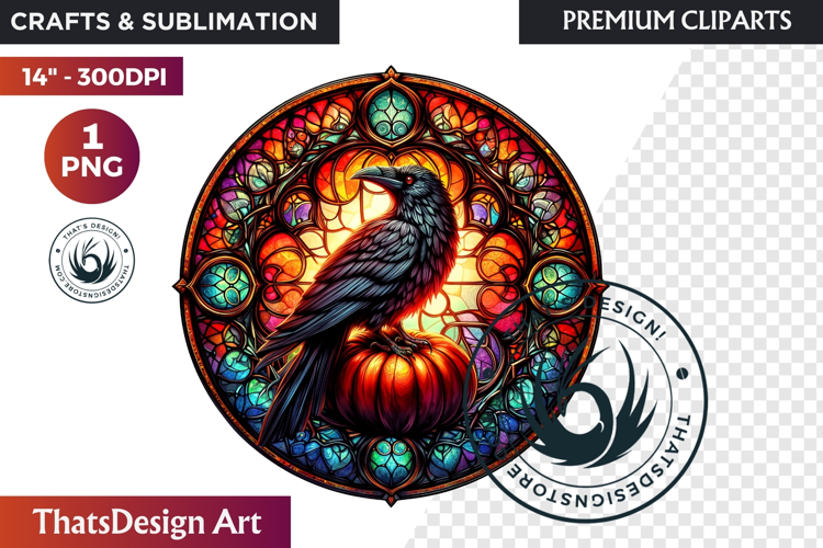 Halloween Gothic stained Glass Pumpkin Clipart