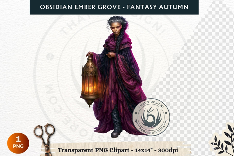 Dark Autumn Fantasy Clipart PNG for RPG Obsidian Ember Grove