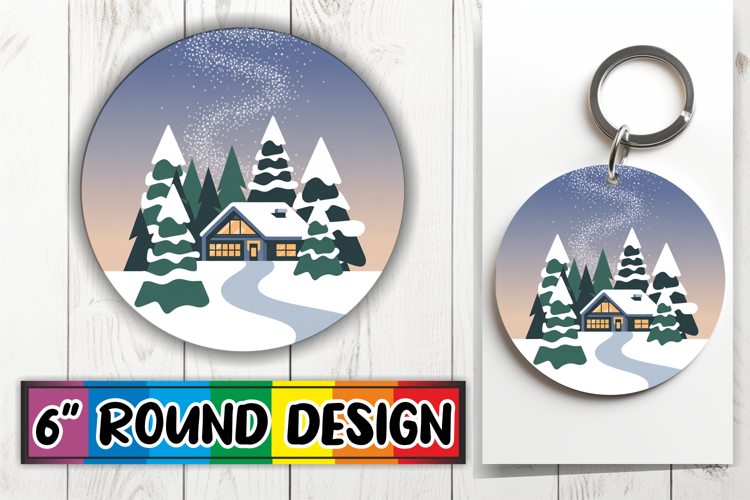 Whimsical Keychain Round Style, Winter
