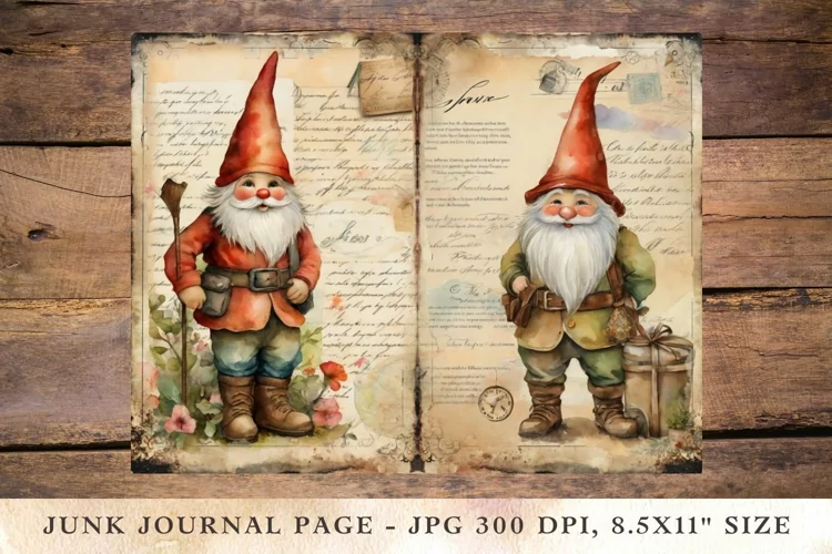 Printable Junk Journal Pages gnome 8