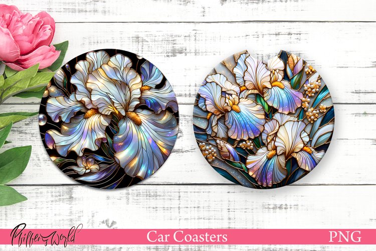 Car Coasters | Pearl Flowers | Sparkling Flowers | Colorful