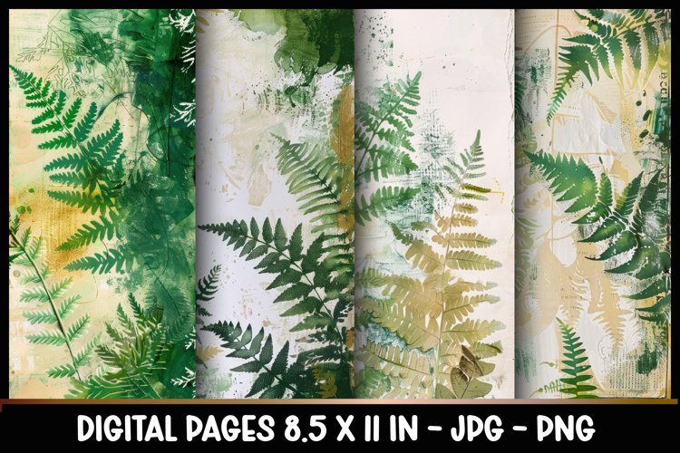 4 Tropical Leaves Digital Papers I Junk Journal 8.5x11 example image 1