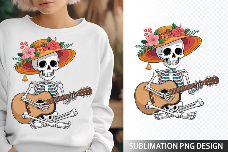 Funny Summer Skeleton Illustration - Sublimation PNG Design