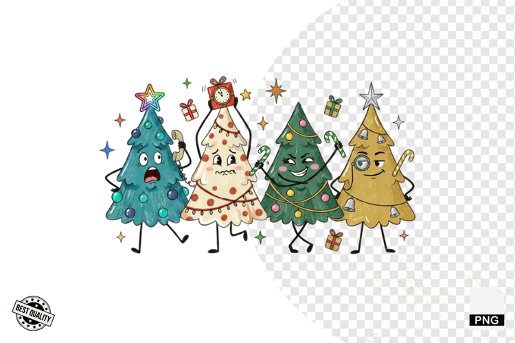 Cartoonish Christmas Trees Clipart example image 1
