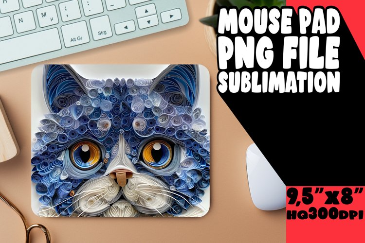Cat Magic Sublimation Mouse Pad - 3D Design example image 1