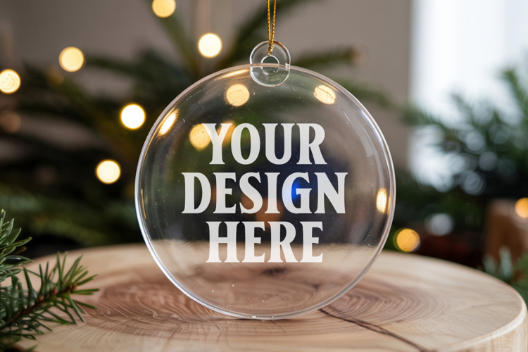 Acrylic Christmas Ornament Mockups | Clear Holiday Ornament