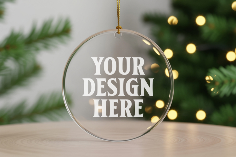 Acrylic Christmas Ornament Mockups , acrylic blank mockup