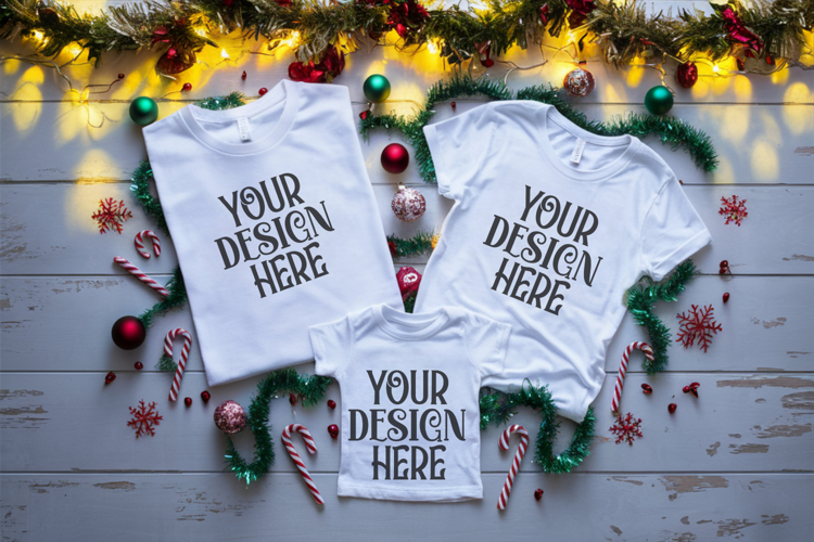 Christmas Family Matching Flat Lay T-Shirt Mockups