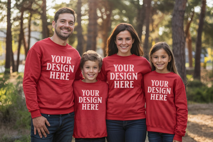 Christmas Family Matching T-Shirt Mockups | Holiday Group