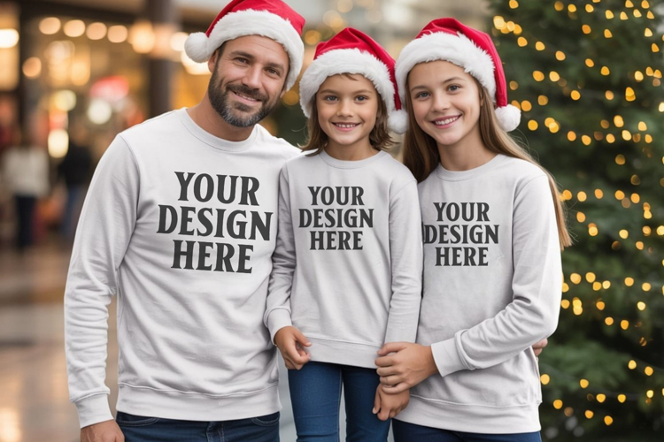Christmas Family Matching T-Shirt Mockups | Holiday Group