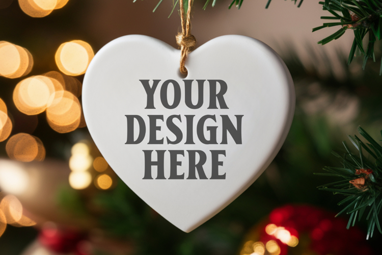 Holiday Love Heart Ornament Mockups | Romantic Christmas Tre