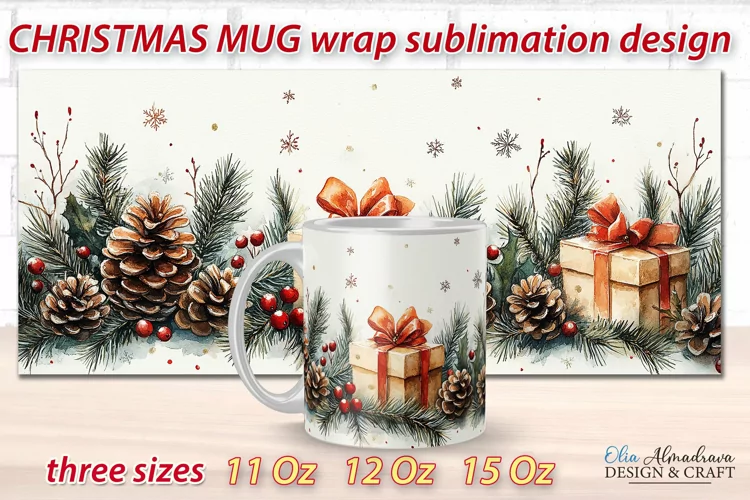 Christmas Mug Sublimation design| Mug Wrap Cricut Template