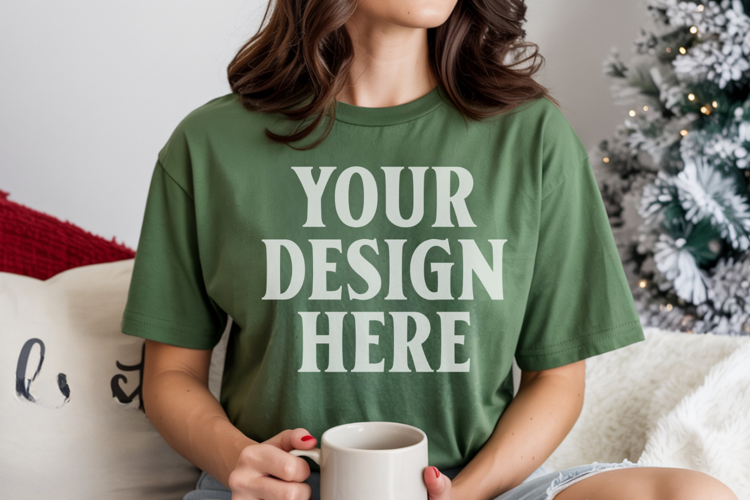 Island Green Comfort Colors 1717 Christmas Shirt Mockup, Coz