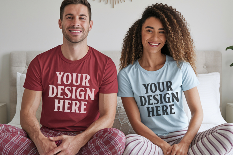 Christmas Bella Canvas 3001 Couple Mockup , BC3001 Couple mo