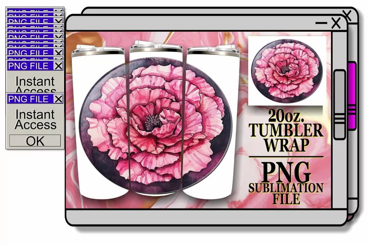 Denim Flower Tumbler Sublimation Spring 20oz