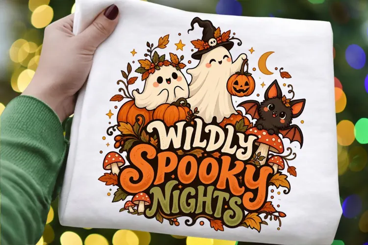 Wildly Spooky Nights Halloween Design, Cute Ghosts Bat and