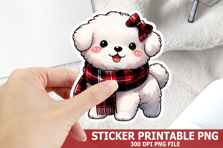 Christmas Dog Sticker| Christmas Sticker PNG Design