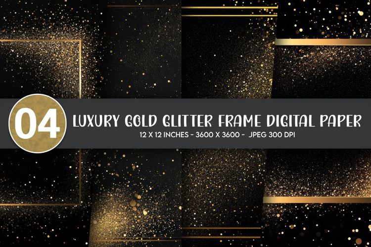 Luxury Gold Glitter Frame Digital Paper