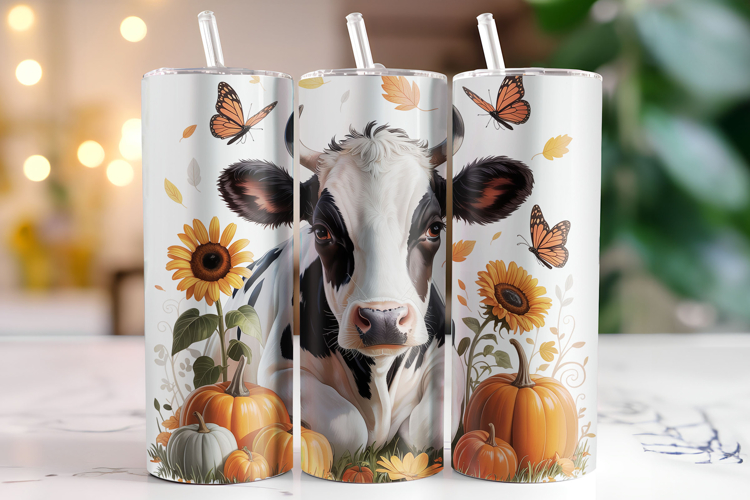 Fall Cow Tumbler Wrap | Sublimation | Tumblers
