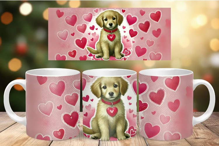 Valentine Mug Wrap Sublimation - love dog