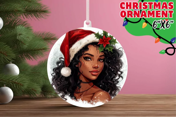 Blissful Round Keychains Sublimation, Xmas Girl