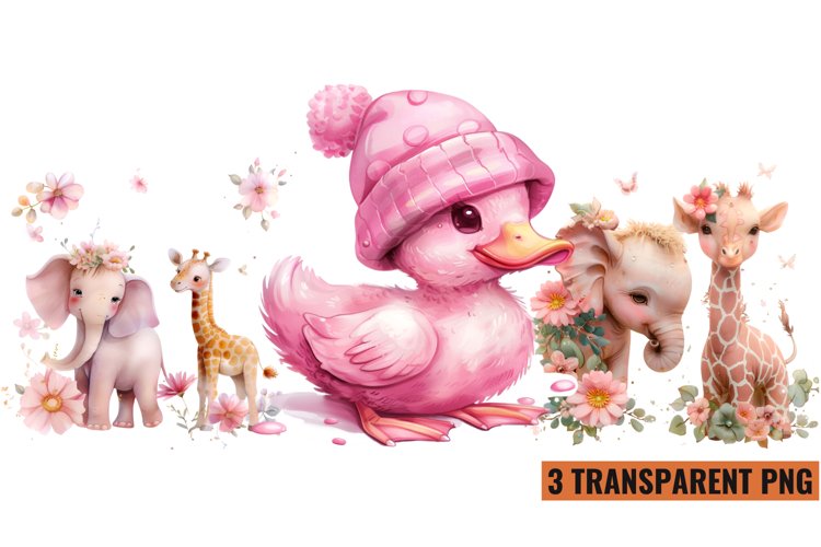 Watercolor Pink Baby Shower Clipart , PNG