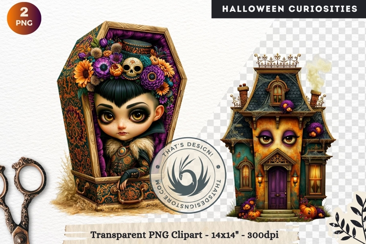 Surreal Halloween Character Cliparts Spooky Curiosities