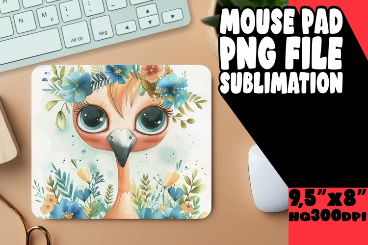 Spring Flamingo Mouse Pad Watercolor Design