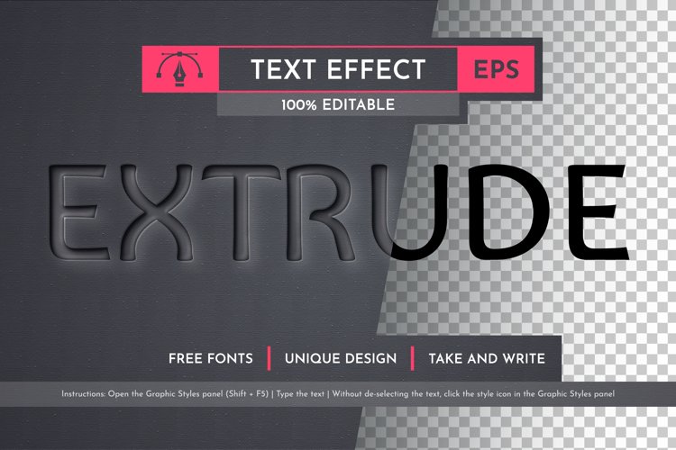Extrude - Editable Text Effect, Font Style example image 1